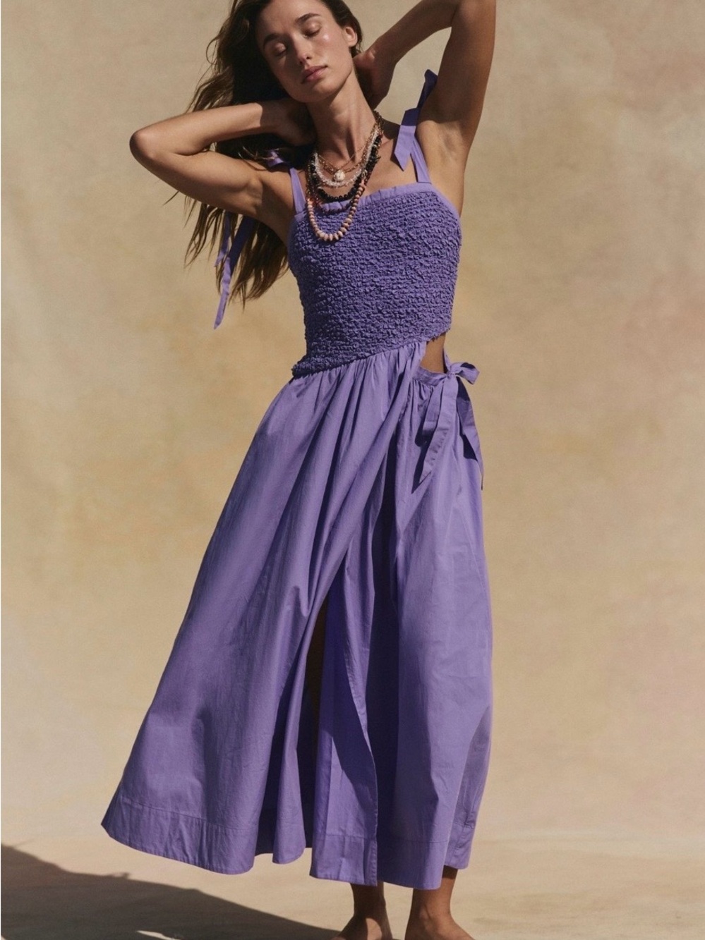 Free People Margate Cotton Midi Dress – Spring Tulip Purple – Size XS